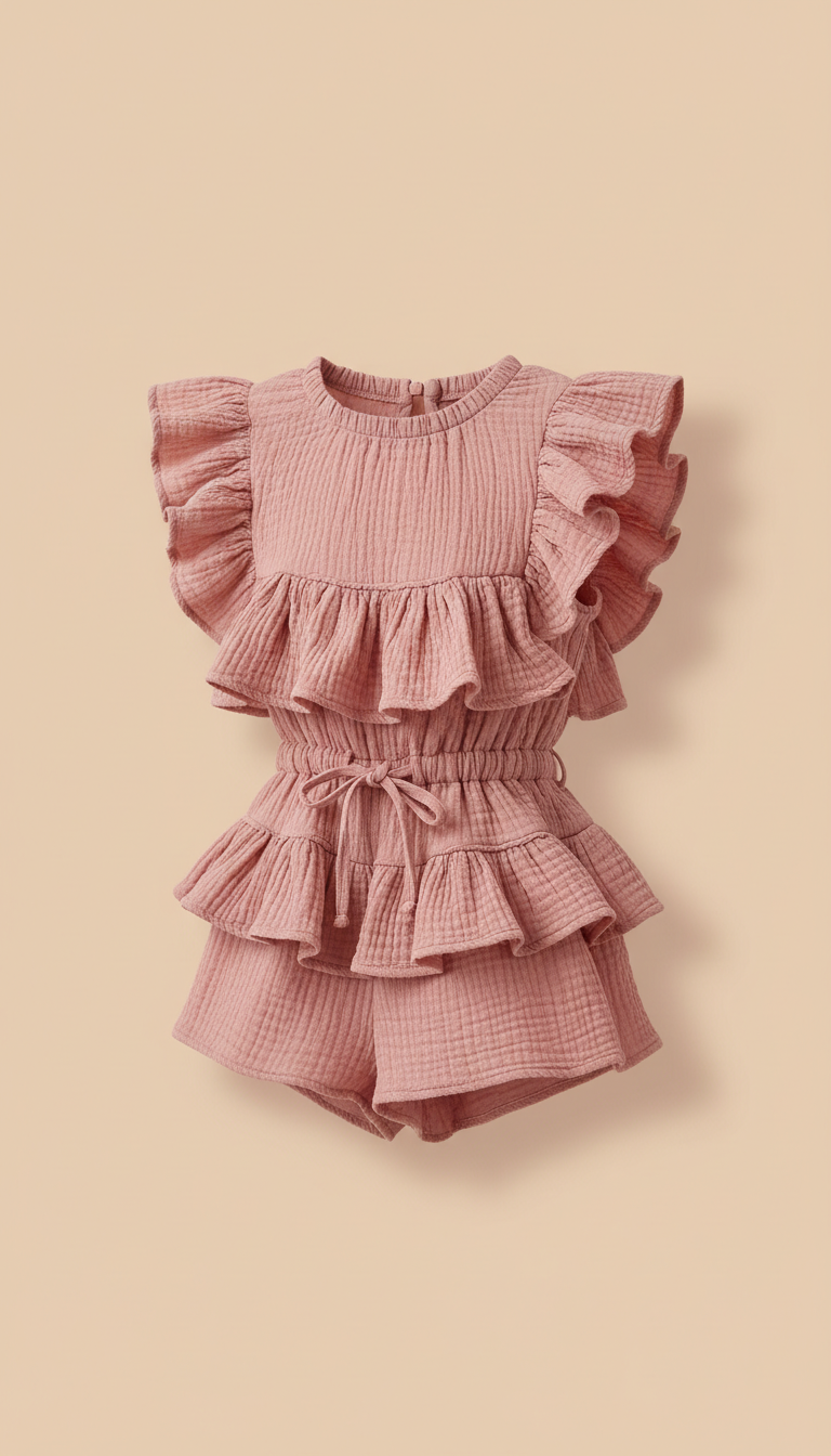 Rose pop ruffled romper