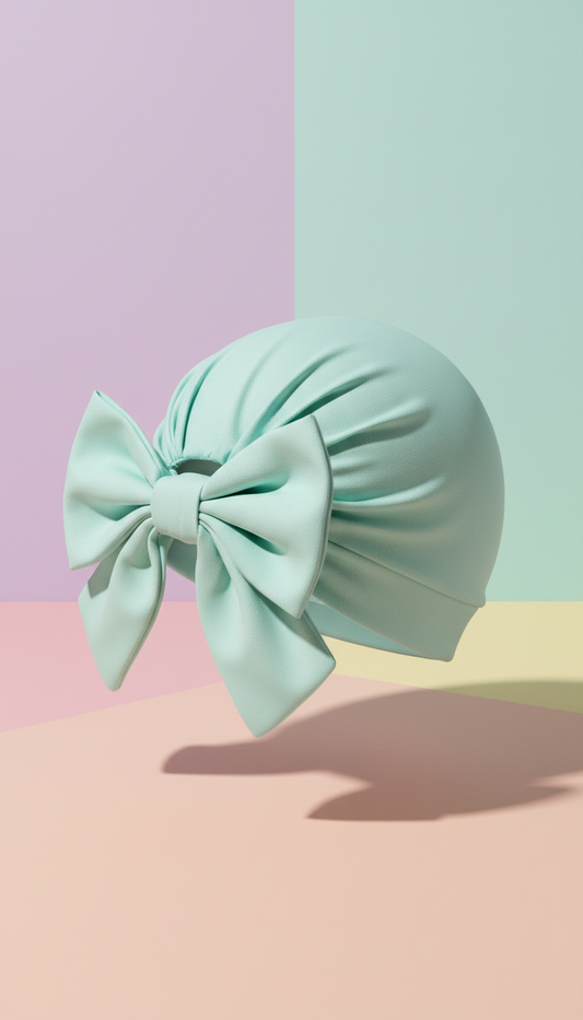 Mint splash bow-accented bonnet
